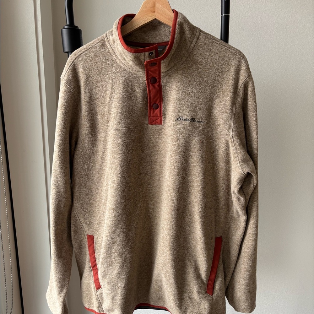 Eddie Bauer Convector Snap Mock. Fleece sweater. Mens tall.